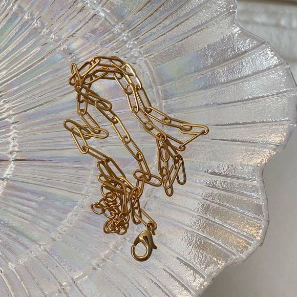 18K Gold Plated Small Paperclip Chain Necklace - Picture 8 of 8